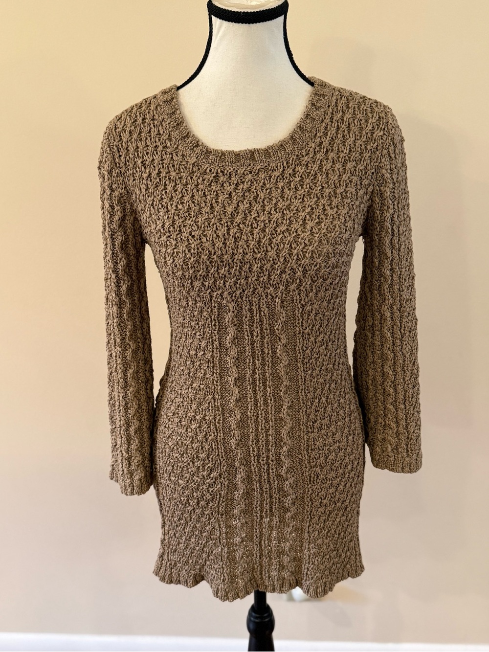 Kenar Taupe Long Sleeve Knit Dress - small